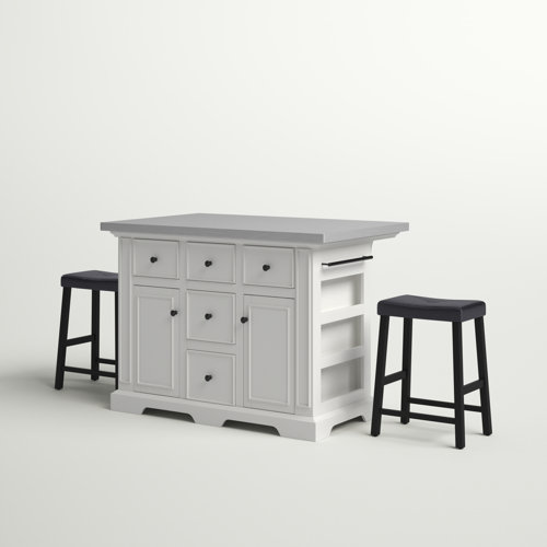 Three Posts™ Diamondback 50'' Wide Kitchen Island Set with Stainless